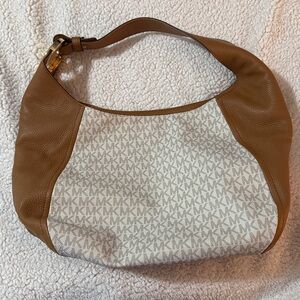 Michael Kors Brown and Creamy White Hobo Bag